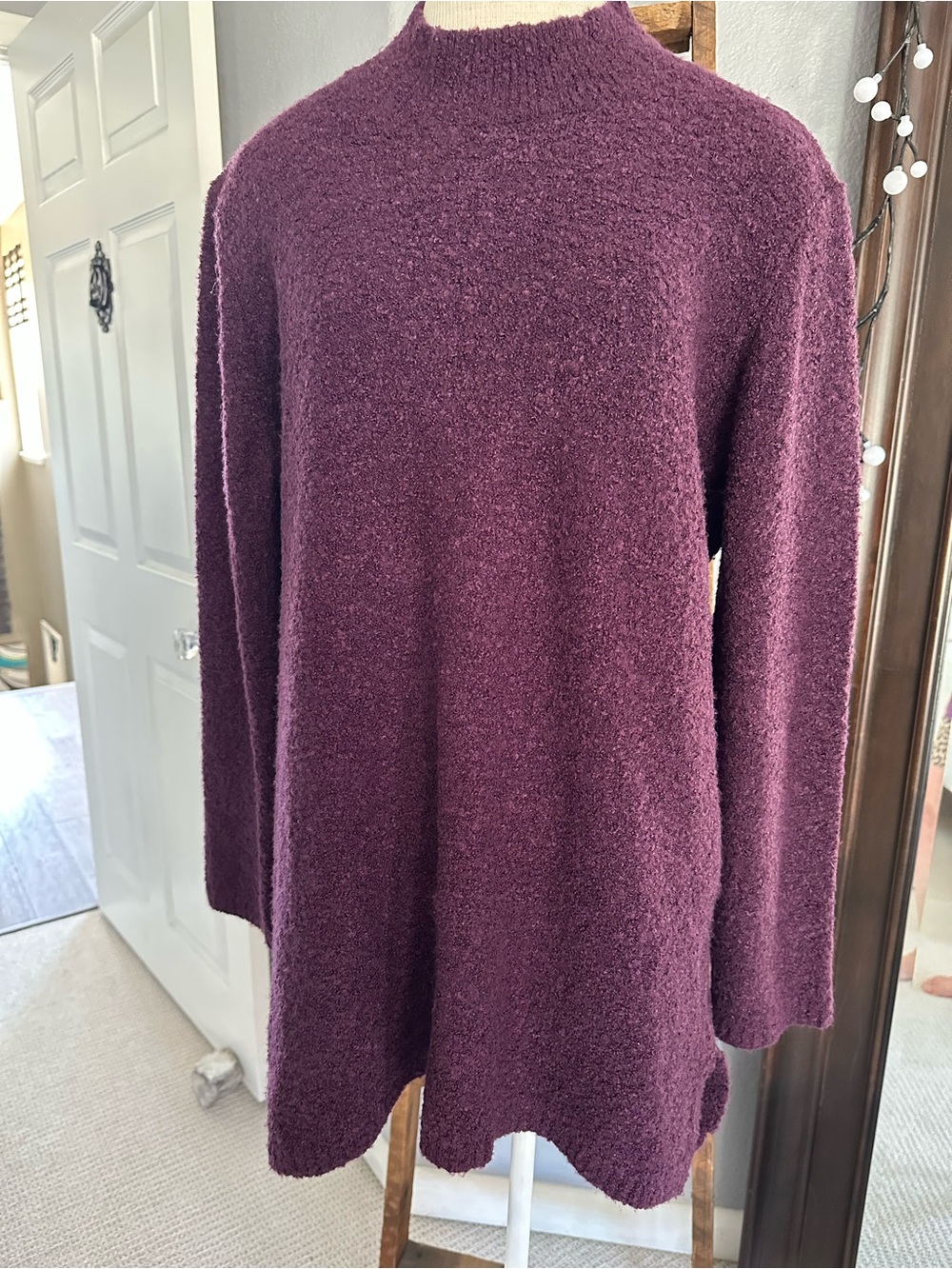 Calvin Klein Plum Mock Neck Tunic Sweater, size XL - Picture 6 of 14